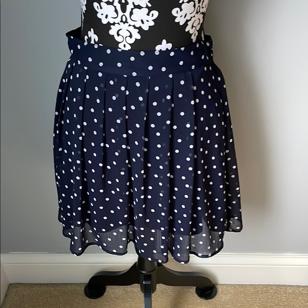 Navy Polka Dot Skirt